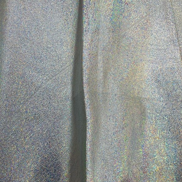 American Apparel Iridescent Leather Silvery Hologram Skater Circle Skirt Size L - Picture 7 of 13